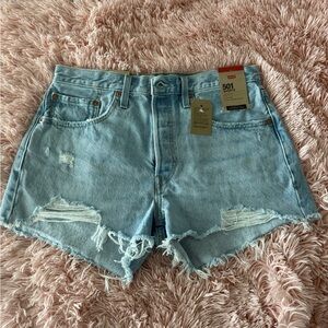 Levi's Light Blue Distressed Denim Cutoff Shorts